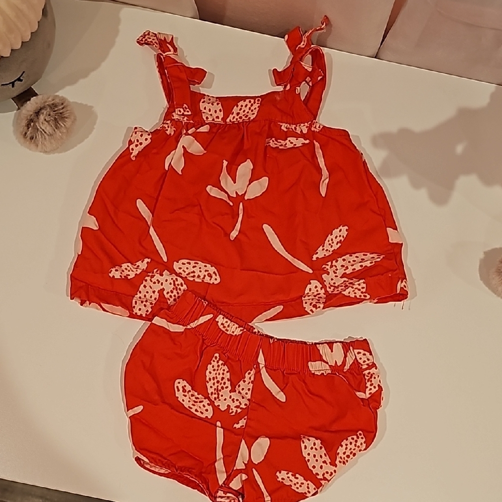 Red Floral Baby Outfit